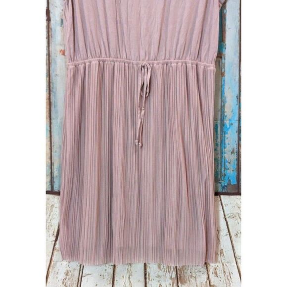 Fervour Womens Size XL Pink Round Neck Short Sleeve Ruffle Midi A Line Dress - Picture 5 of 8